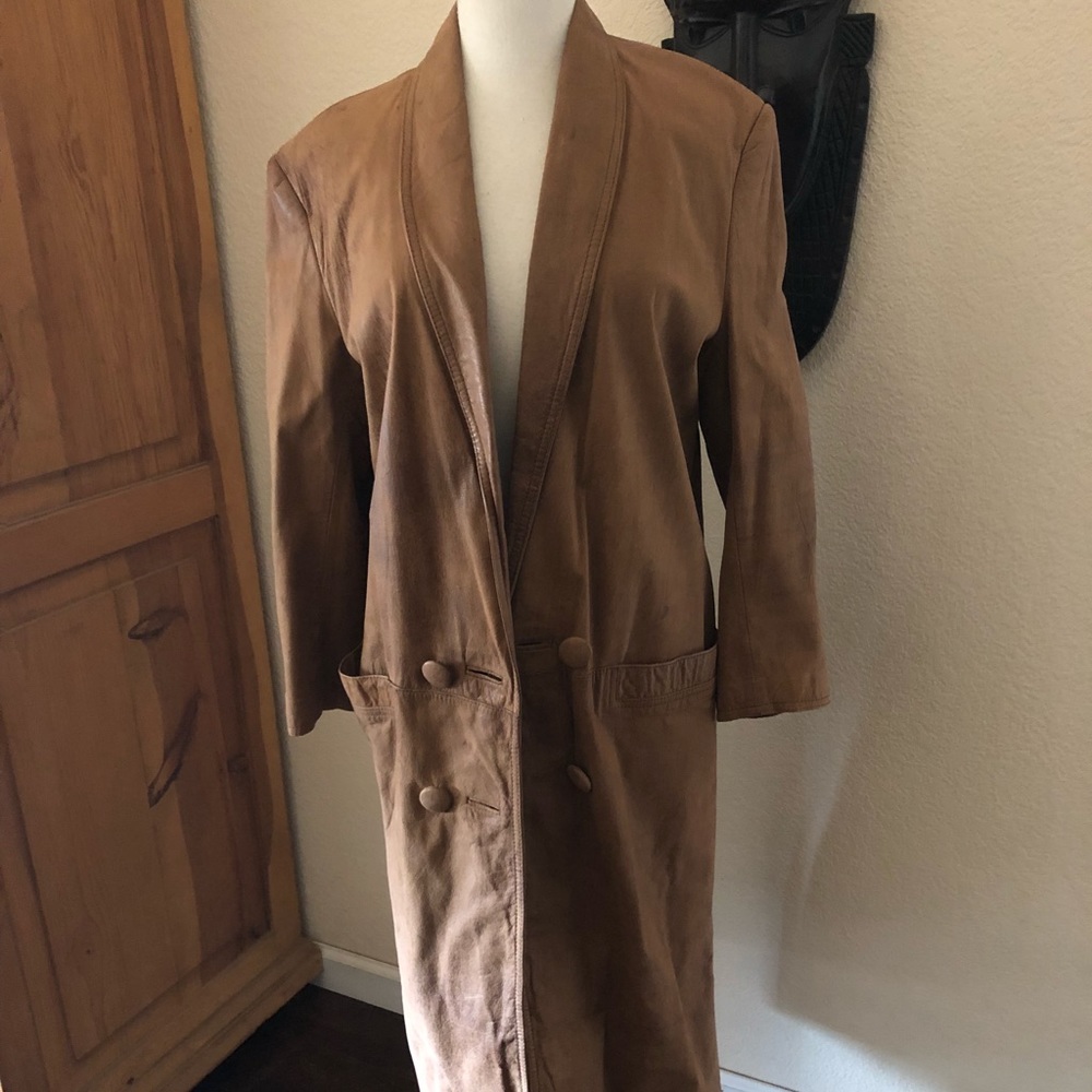 Vintage Leather Trench Style Coat